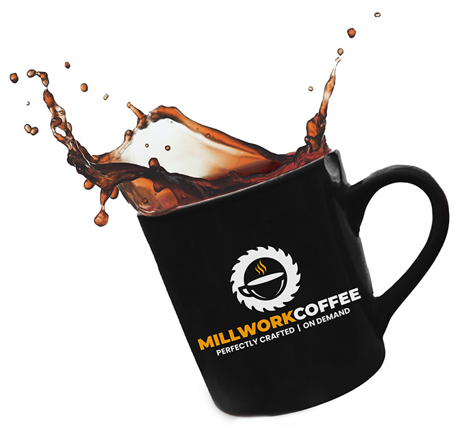 Millwork Coffee Logo on a cup of coffee